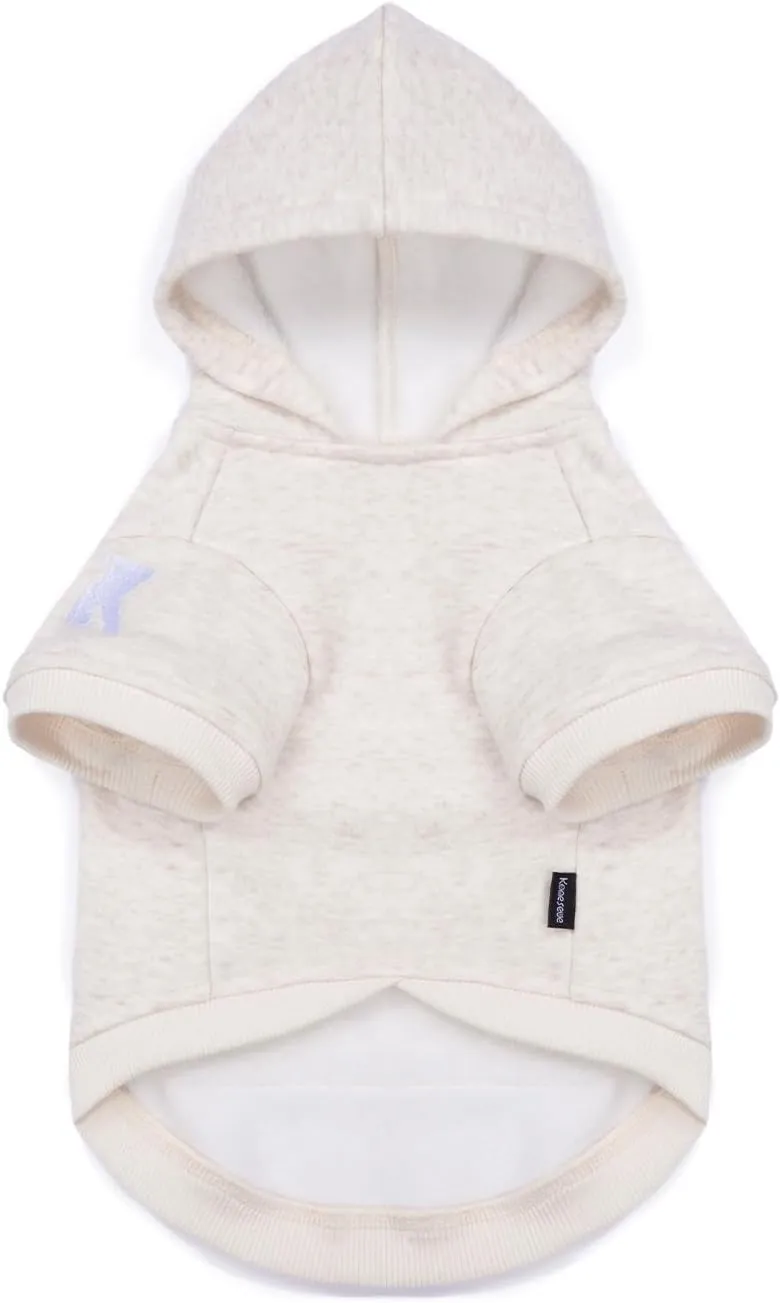 Koneseve Dog Hoodie Fleece, Cat Sweater Warm with Pocket - Soft Clothes for Daily Wear, Basic Hooded Sweatshirts, Winter Coat Clothing, Comfort Tee Shirt Fit for All Breeds Pet - Beige - 2XL