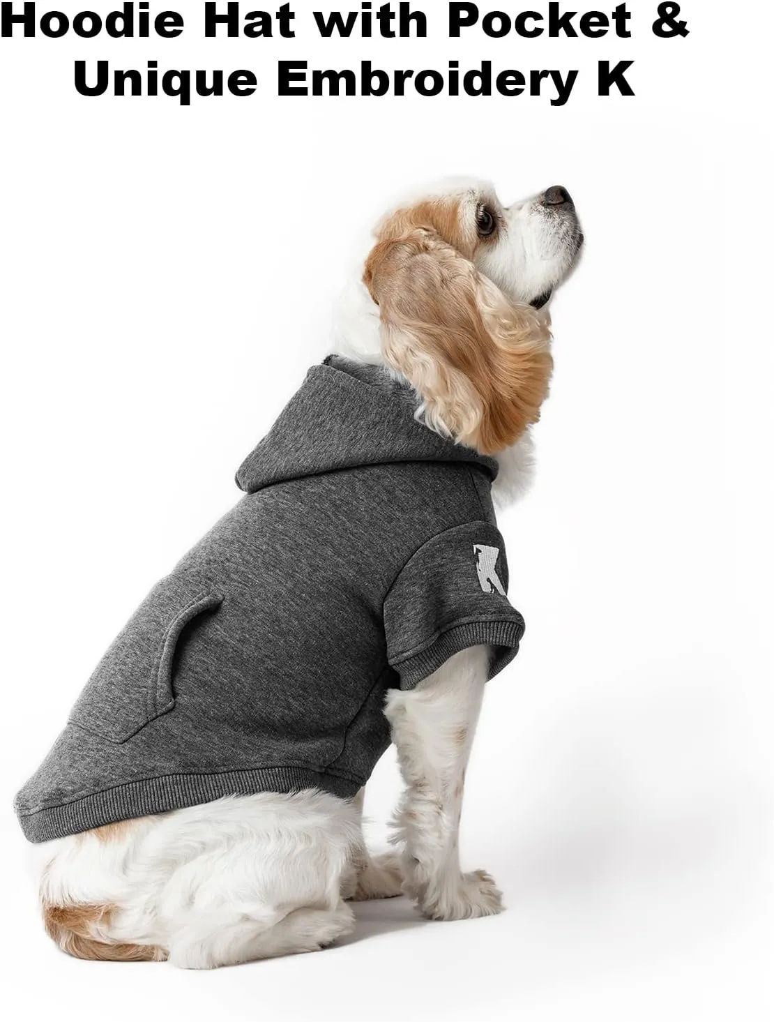 Koneseve Dog Hoodie Fleece Puppy Clothes Warm Sweater with Hat for Small Dogs Cat Hooded Shirt Kitten Pet Basic Hoodies Sweatshirt with Pocket Doggie Soft Winter Coat Apparel (Grey; S)