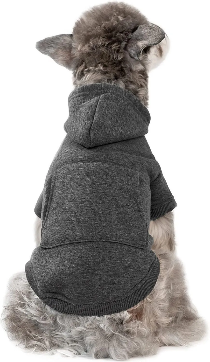 Koneseve Dog Hoodie Fleece Puppy Clothes Warm Sweater with Hat for Small Dogs Cat Hooded Shirt Kitten Pet Basic Hoodies Sweatshirt with Pocket Doggie Soft Winter Coat Apparel (Grey; S)