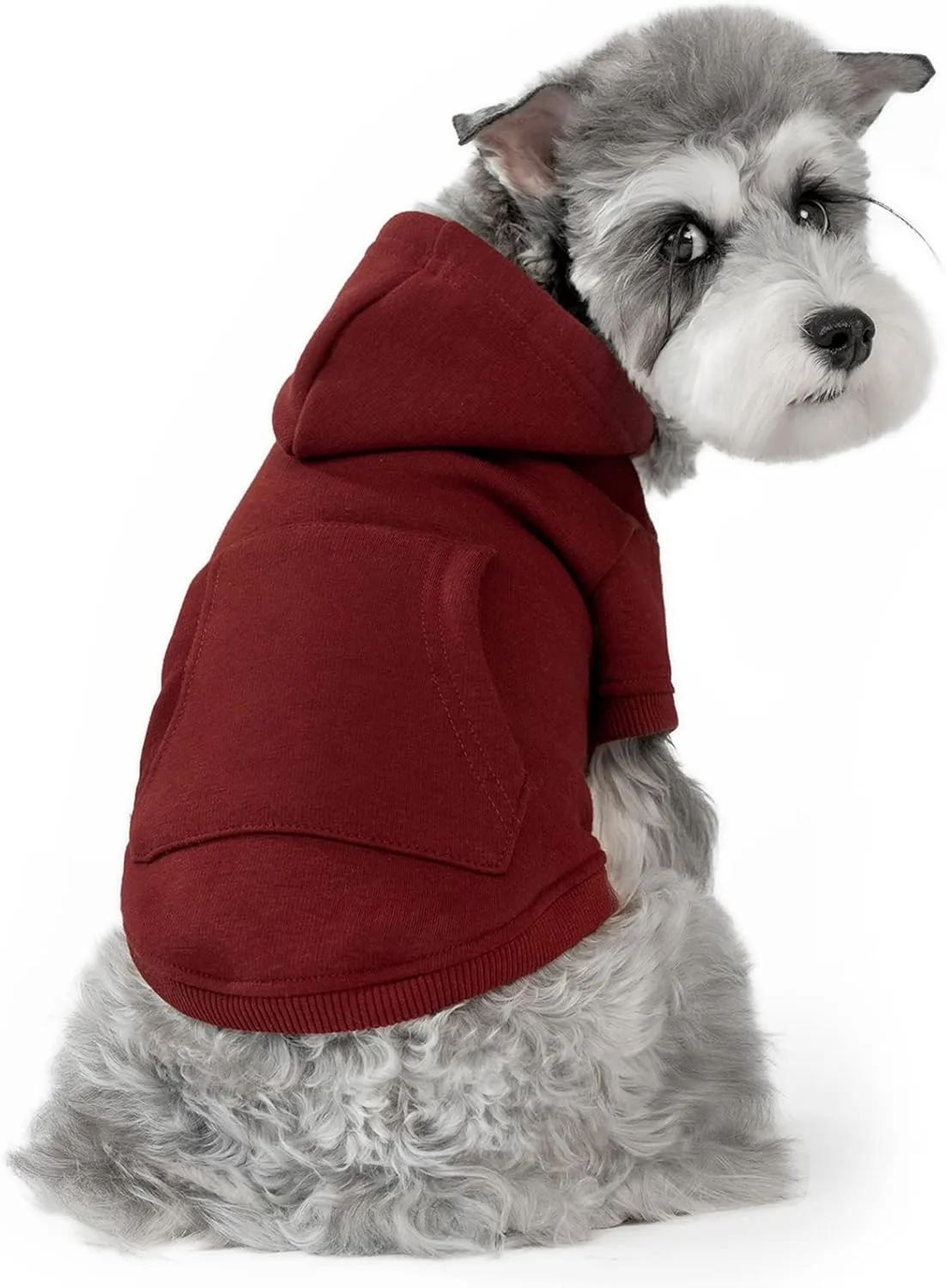 Koneseve Dog Hoodie Fleece Puppy Clothes Warm Sweater with Hat for Small Dogs Cat Hooded Shirt Kitten Pet Basic Hoodies Sweatshirt with Pocket Doggie Soft Winter Coat Apparel (Red; S)