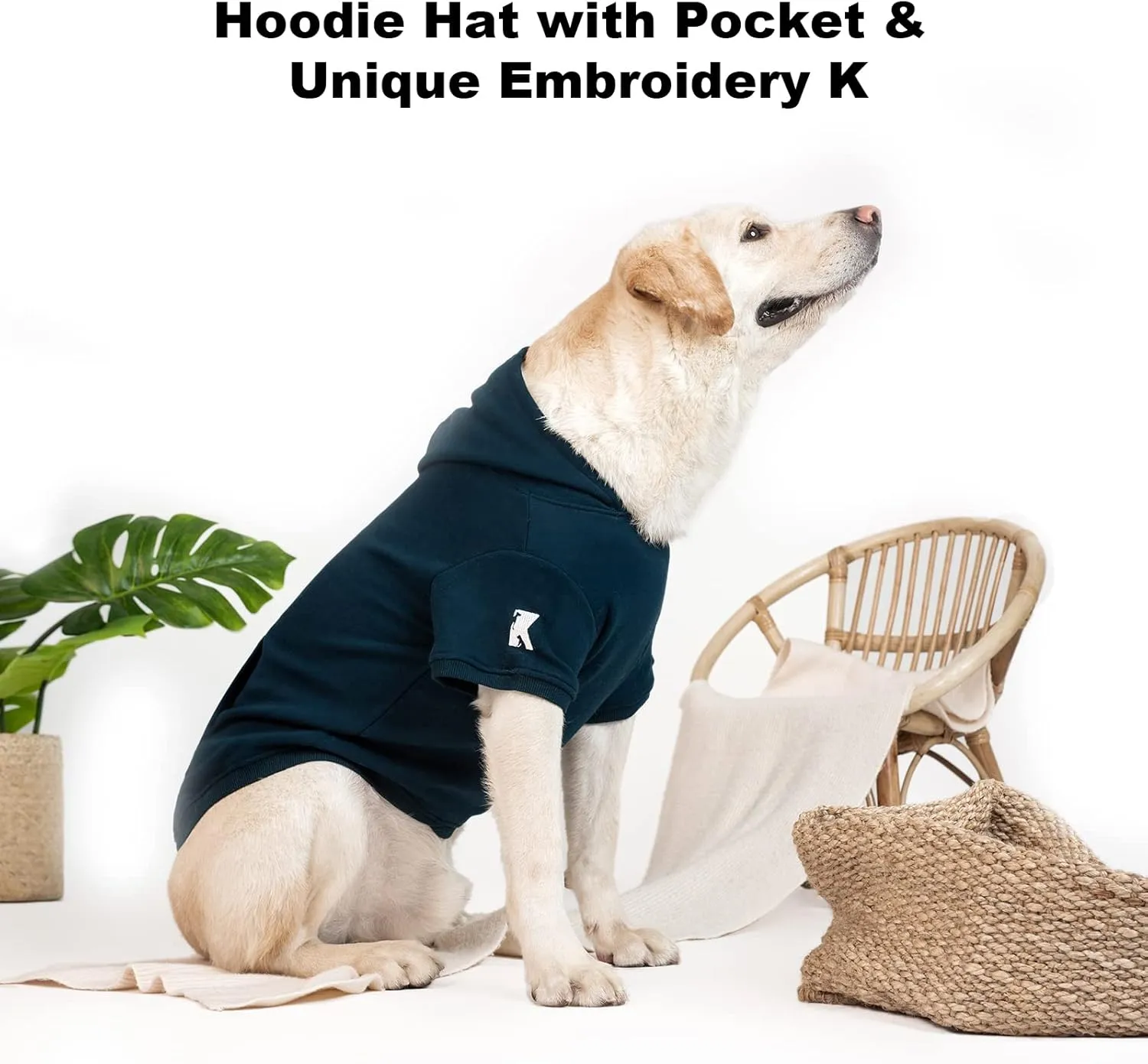Koneseve Dog Hoodie Fleece Puppy Clothes Warm Sweater with Hat for Small Medium Dogs Cat Hooded Shirt Kitten Pet Basic Sweatshirt with Pocket Doggie Soft Winter Coat Apparel (Blue; 2XL)