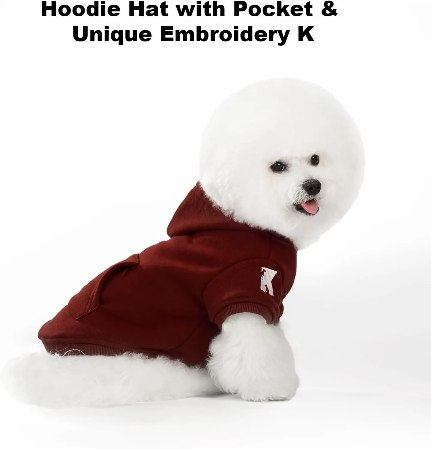 Koneseve Dog Hoodie Fleece Puppy Clothes Warm Sweater with Hat for Small Medium Dogs Cat Hooded Shirt Kitten Pet Basic Sweatshirt with Pocket Doggie Soft Winter Coat Apparel (Red; 2XL)