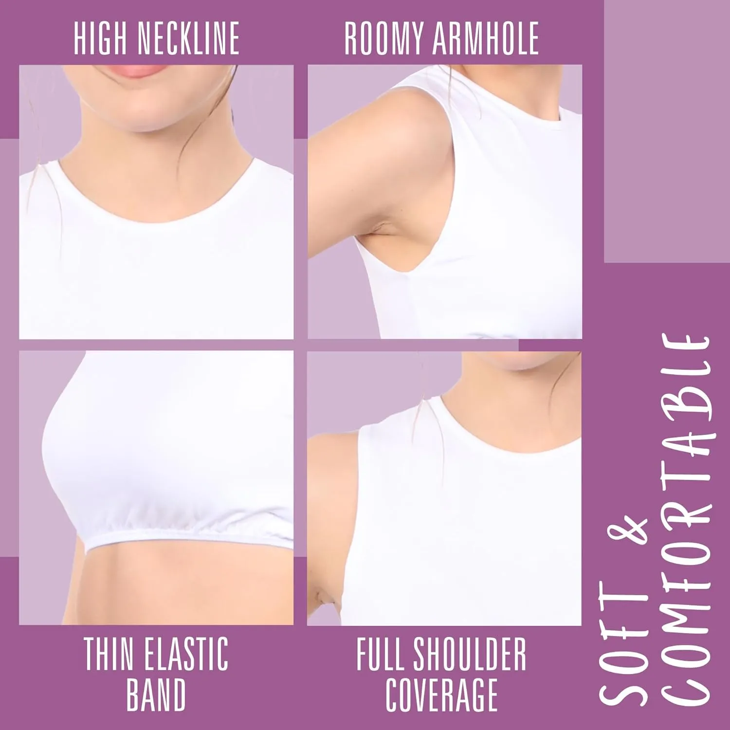 Kosher Casual Women's Modest High Neck Cropped Layering Shell - Cotton Spandex Full Shoulder Sleeveless Tank