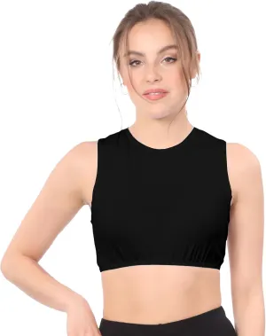 Kosher Casual Women's Modest High Neck Cropped Layering Shell - Cotton Spandex Full Shoulder Sleeveless Tank