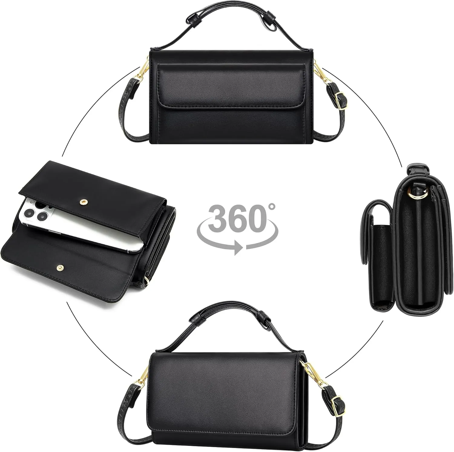 KUKOO Small Crossbody Bag for Women Cell Phone Wallet Purse Mini Shoulder Handbags with Card Slots