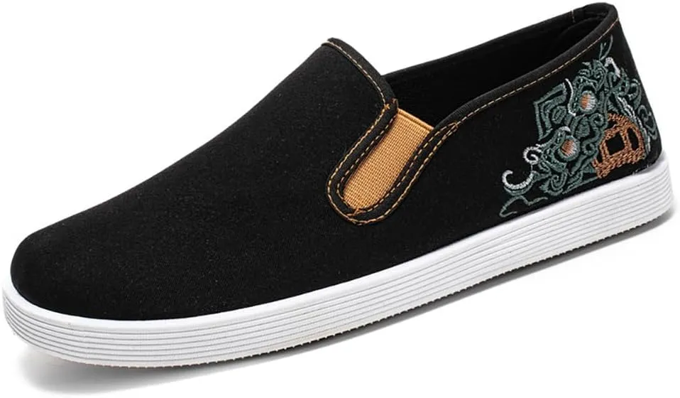 Kung Fu Slippers Tai Chi Shoes Embroidered Shoes Old Beijing Shoes Unisex Rubber Sole Martial Art Sports Shoes Chinese Traditional Slippers Men and Women