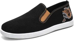 Kung Fu Slippers Tai Chi Shoes Embroidered Shoes Old Beijing Shoes Unisex Rubber Sole Martial Art Sports Shoes Chinese Traditional Slippers Men and Women