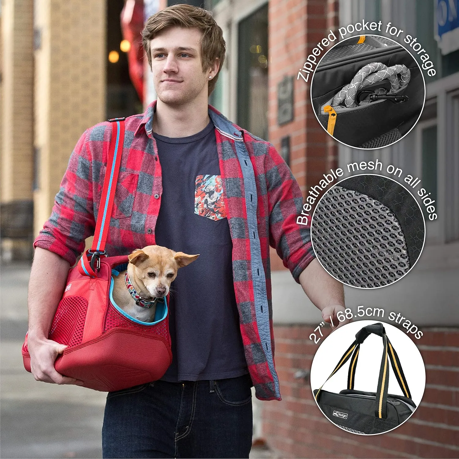 Kurgo Explorer Dog Carrier, Soft Sided Pet Carrier Bag, Duffle Bag Carrier for Dogs, Water-Resistant, Airline Compliant, Wander, Metro, & Explorer Carriers, for Cats & Small Dogs