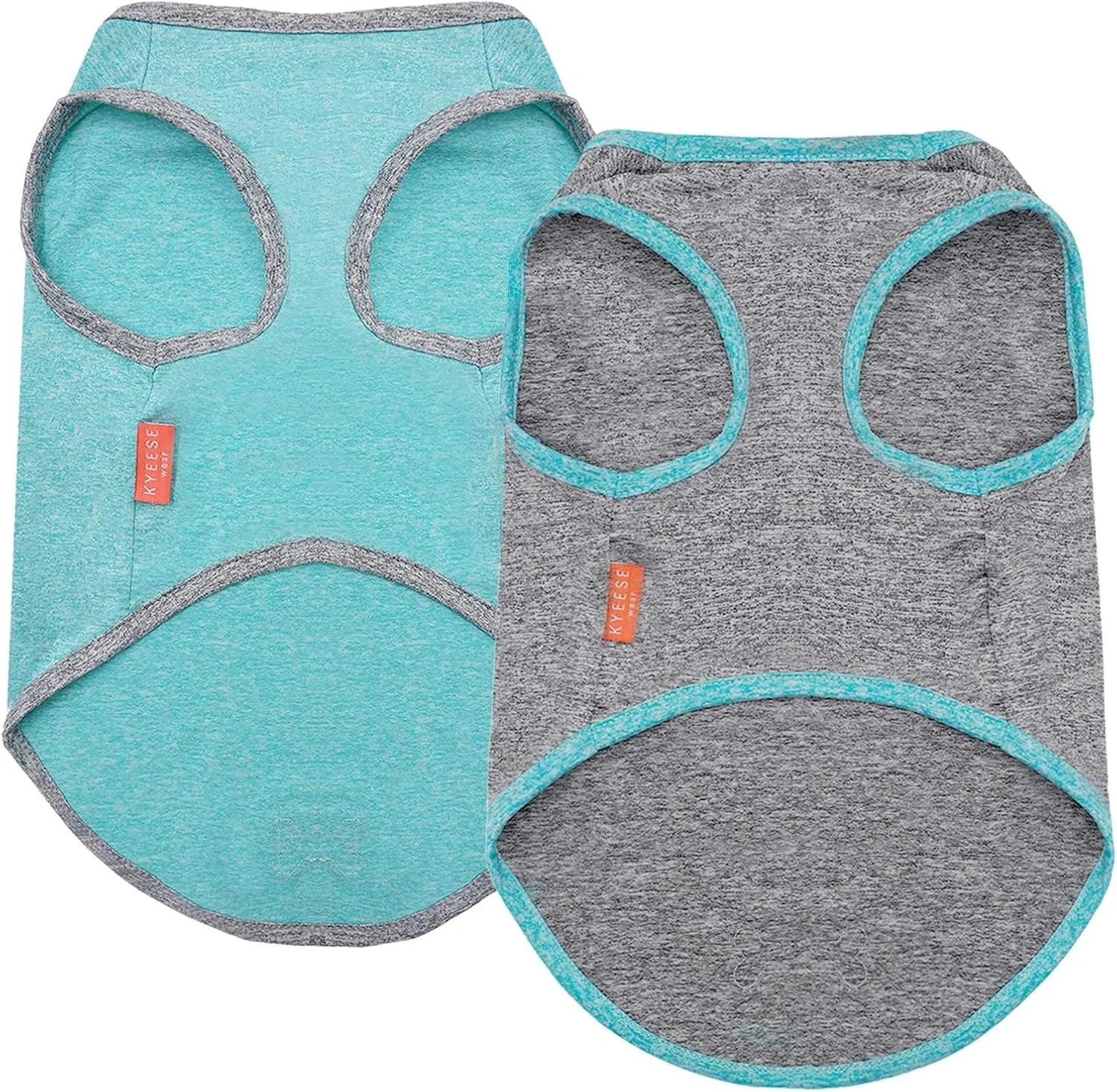 KYEESE 2 Pack Dog Shirts Quick Dry Soft Stretchy Pet T-Shirts with Reflective Label Tank Top Sleeveless Vest Sun Protection Dog Clothes for Small Medium Dogs, Medium, Grey Blue