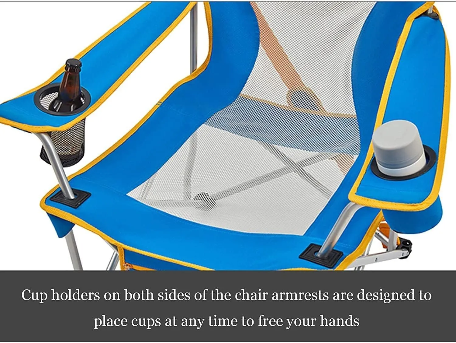 KYUSAR Camping Chair Outdoor Chair Foldable Chair Outdoor Armchair Beach Deck Chairs Portable Leisure Seat Stool with Breathable Mesh, Comes with Storage Bag Folding Camping Chair