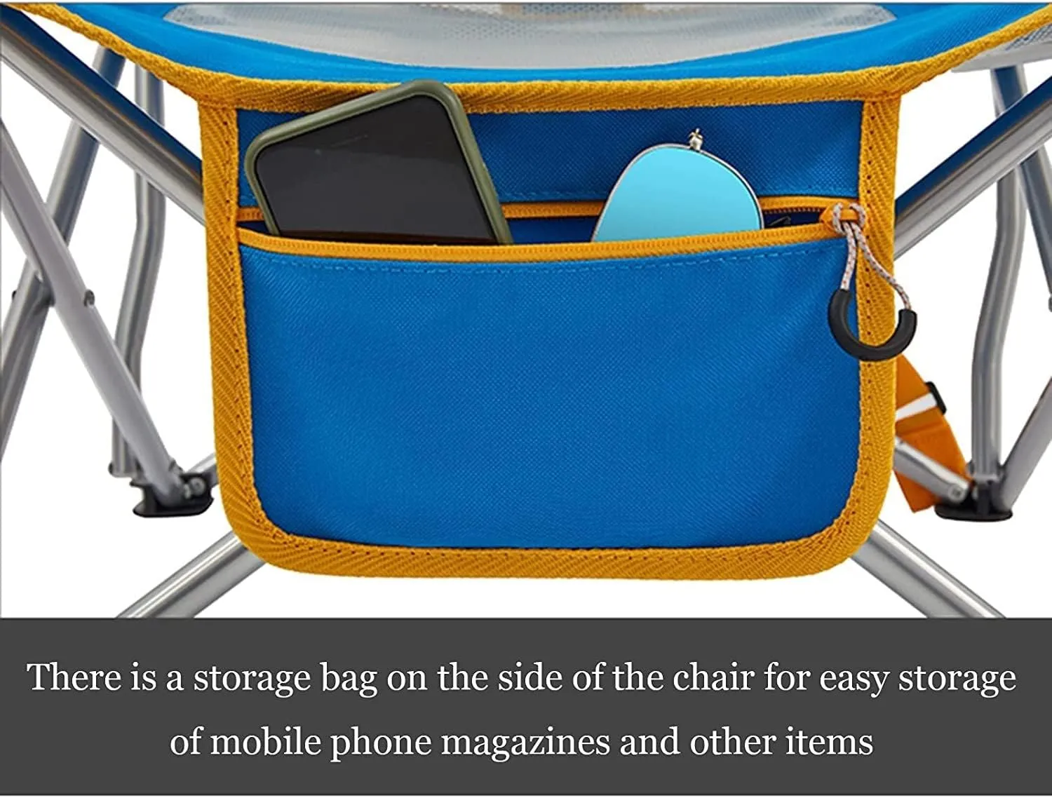 KYUSAR Camping Chair Outdoor Chair Foldable Chair Outdoor Armchair Beach Deck Chairs Portable Leisure Seat Stool with Breathable Mesh, Comes with Storage Bag Folding Camping Chair
