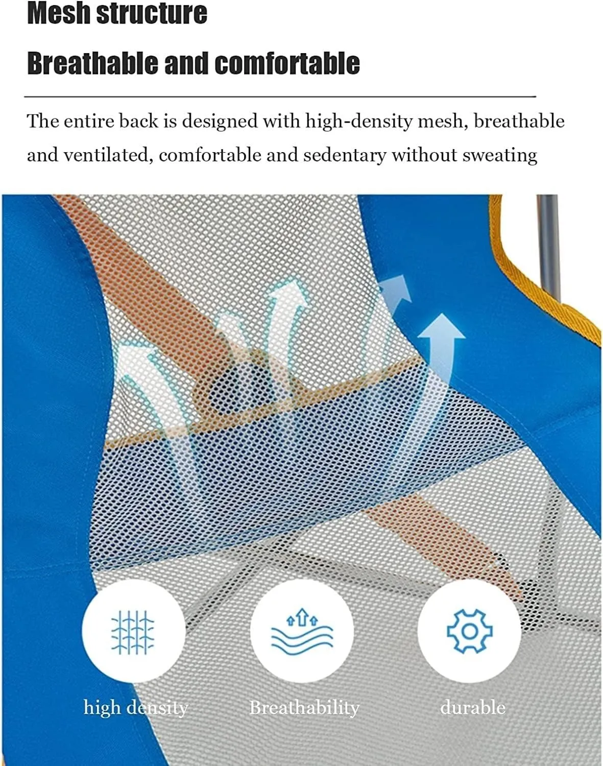 KYUSAR Camping Chair Outdoor Chair Foldable Chair Outdoor Armchair Beach Deck Chairs Portable Leisure Seat Stool with Breathable Mesh, Comes with Storage Bag Folding Camping Chair