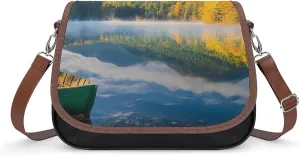 Lake Boat Autumn Fashion Crossbody Bags Purses for Women Funny Printing Shoulder Handbags Bag