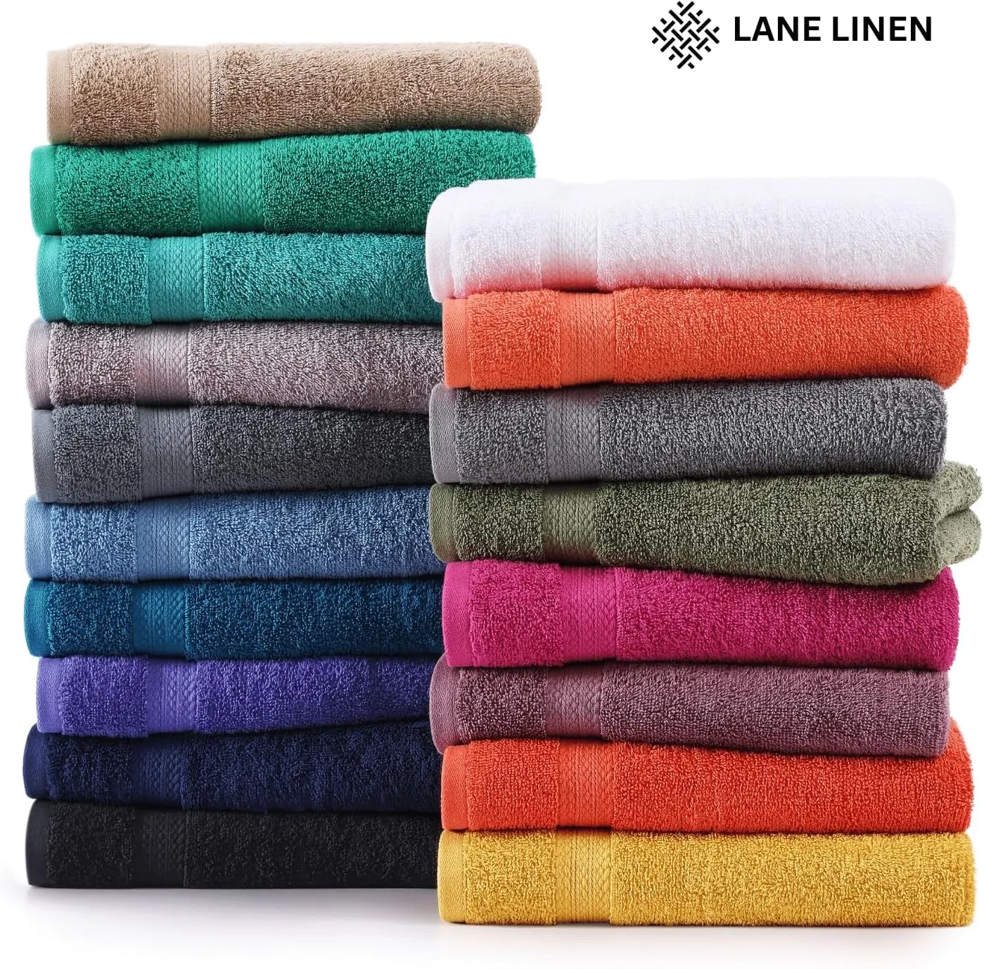 LANE LINEN 100% Cotton 4 Pack Bath Towels (28"x54") - Ring Spun Cotton - Large Towels for Bathroom - Quick Drying, Highly Soft & Absorbent Shower Towel Set - Hotel & Spa Quality - White Towel Set