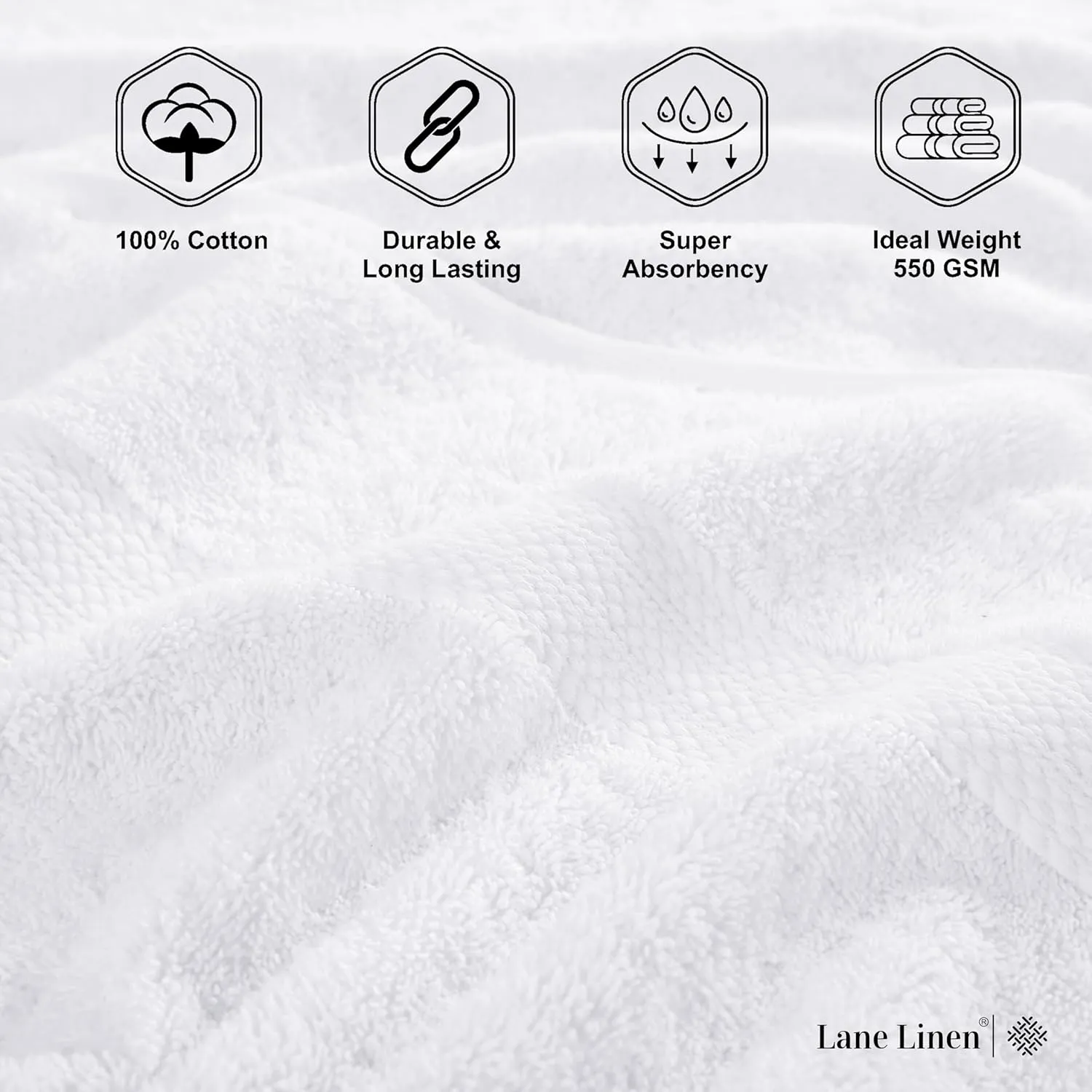 LANE LINEN 100% Cotton 4 Pack Bath Towels (28"x54") - Ring Spun Cotton - Large Towels for Bathroom - Quick Drying, Highly Soft & Absorbent Shower Towel Set - Hotel & Spa Quality - White Towel Set