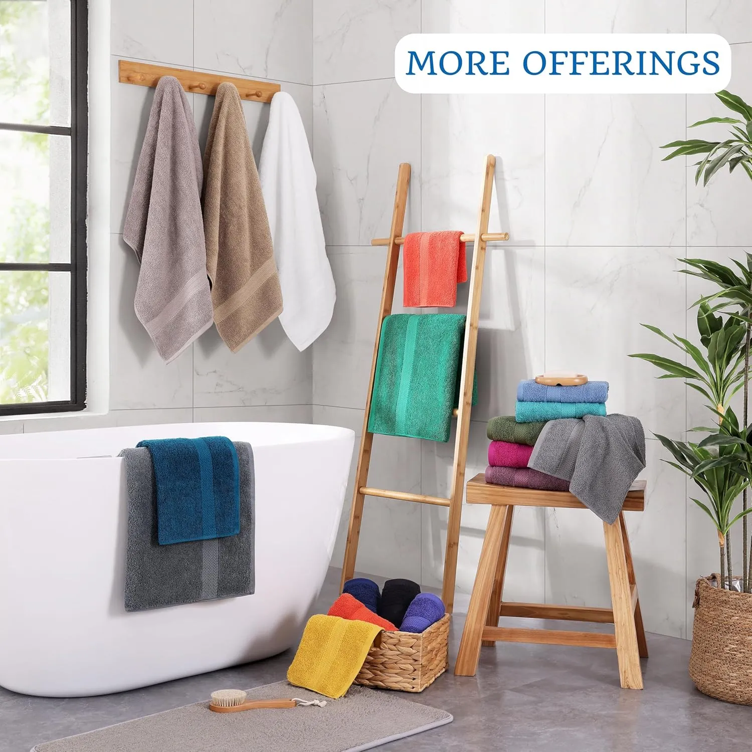 LANE LINEN 100% Cotton 4 Pack Bath Towels (28"x54") - Ring Spun Cotton - Large Towels for Bathroom - Quick Drying, Highly Soft & Absorbent Shower Towel Set - Hotel & Spa Quality - White Towel Set
