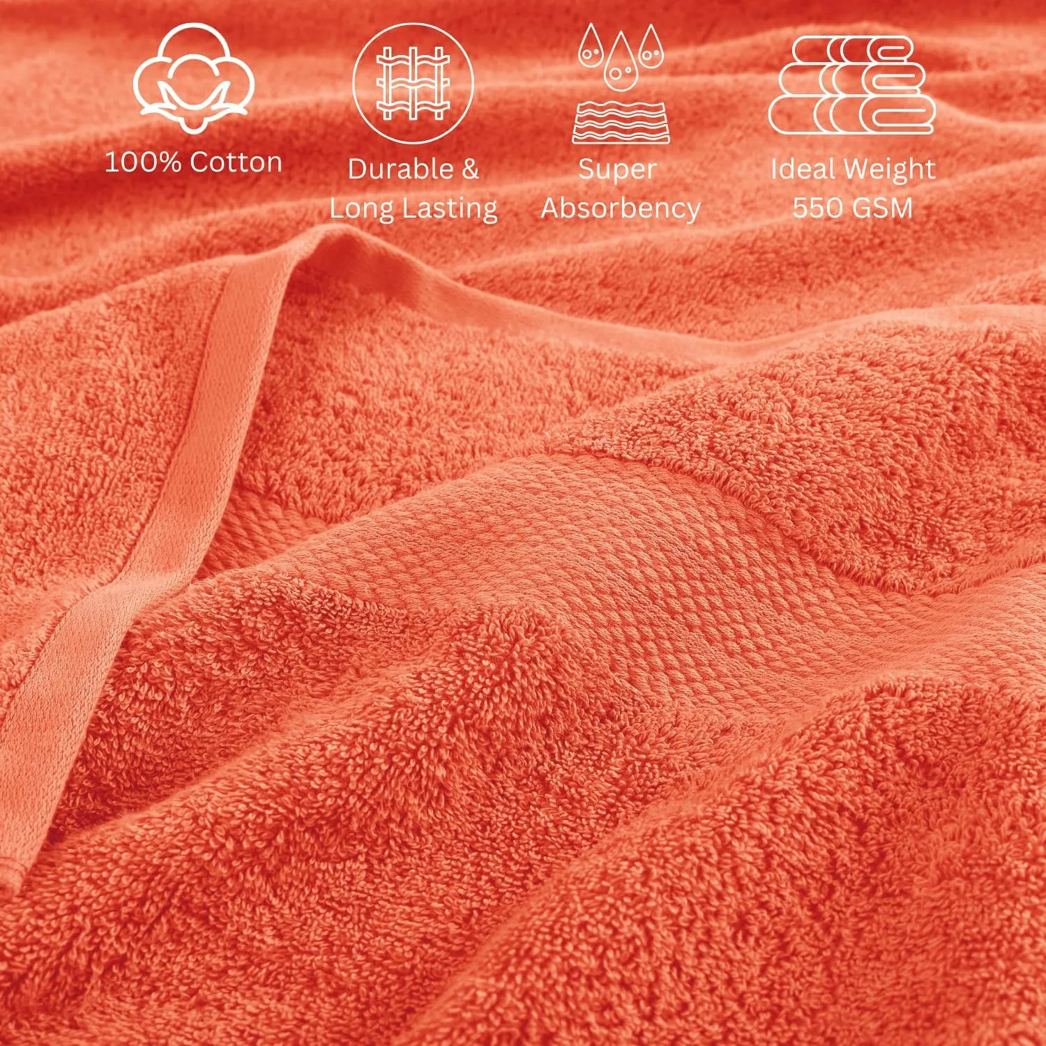 Lane Linen 100% Cotton Bathroom Towel Set - 24 Pc - Ring Spun, Quick Dry, Soft & Absorbent - 2 Bath Sheets, 4 Fingertip, 4 Bath, 6 Hand Towels, 8 Washcloths - Machine Wash in Cold Water - Living Coral
