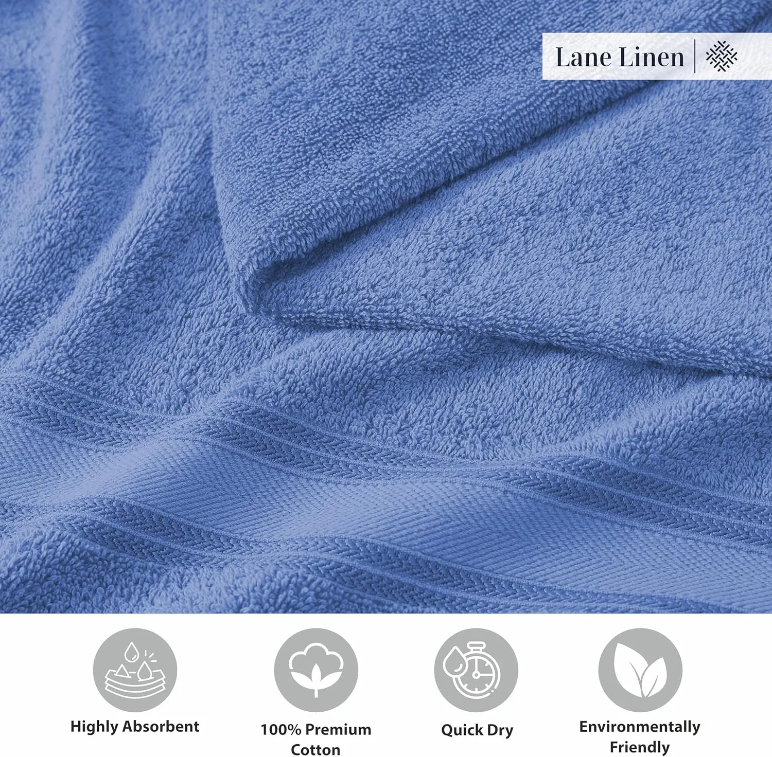 LANE LINEN Luxury Bath Towels Set - 6 Piece Set, 100% Cotton Bathroom Towel, Zero Twist, Quick Dry Shower Towels, Soft Absorbent Bath Towel, 2 Bath Towels, 2 Hand Towels, 2 Wash Cloths - Allure