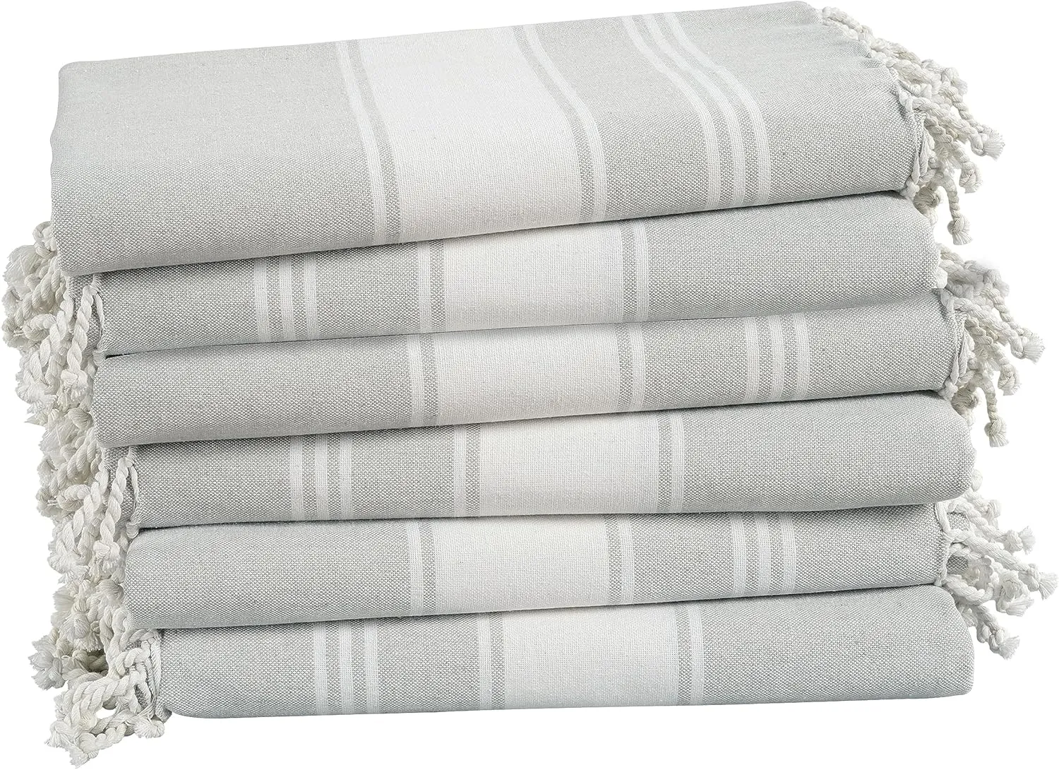 LANE LINEN Pool Towels, Turkish Beach Towels Oversized Set of 6, Pre-Washed, No Shrink, Quick Dry Travel Towel, Stylish Beach Towel for Women, Absorbent & Sand Free Towel, 39"x71" - Grey