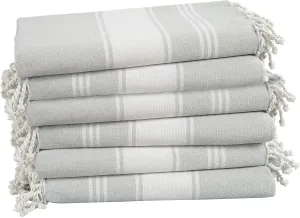 LANE LINEN Pool Towels, Turkish Beach Towels Oversized Set of 6, Pre-Washed, No Shrink, Quick Dry Travel Towel, Stylish Beach Towel for Women, Absorbent & Sand Free Towel, 39"x71" - Grey