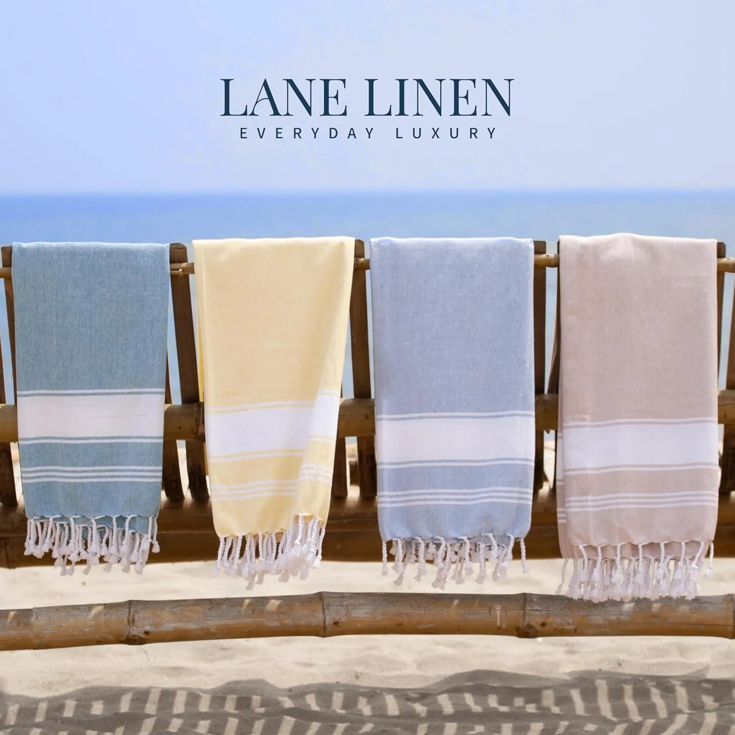 LANE LINEN Turkish Beach Towel 2 Pack, Oversized Beach Towel 39"x71", Lightweight Beach Essentials for Women, Large Pool Towel, Absorbent & Quick Dry, Sand Free Beach Towel - Jade Lime