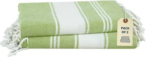 LANE LINEN Turkish Beach Towel 2 Pack, Oversized Beach Towel 39"x71", Lightweight Beach Essentials for Women, Large Pool Towel, Absorbent & Quick Dry, Sand Free Beach Towel - Jade Lime