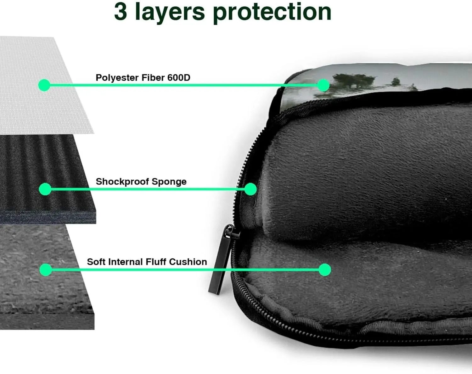 Laptop Sleeve Bag Shockproof Notebook Case Korea Winter Lake Computer Carrying Case with Shoulder Strap 15.6 inch