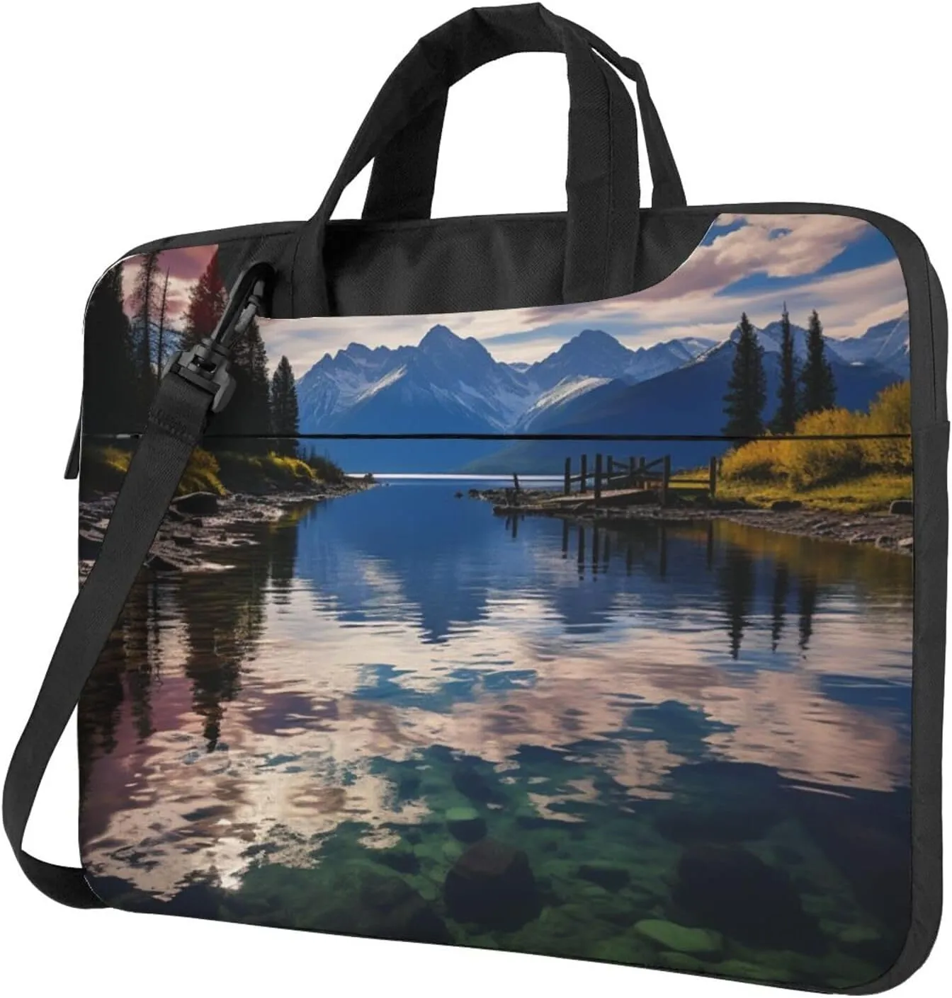 Laptop Sleeve Bag Shockproof Notebook Case National Park Lake Computer Carrying Case with Shoulder Strap 14 inch