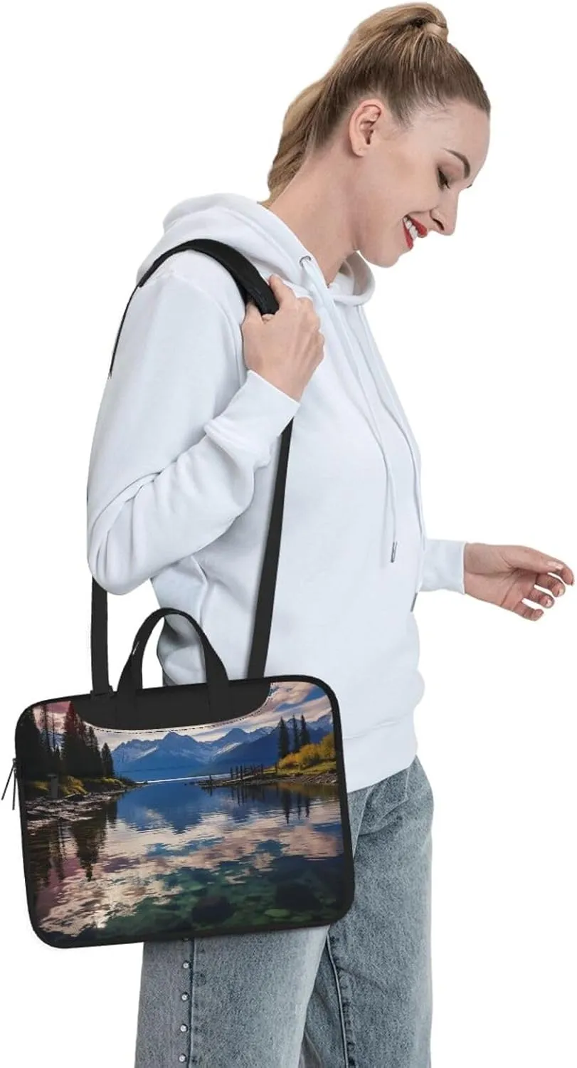 Laptop Sleeve Bag Shockproof Notebook Case National Park Lake Computer Carrying Case with Shoulder Strap 14 inch
