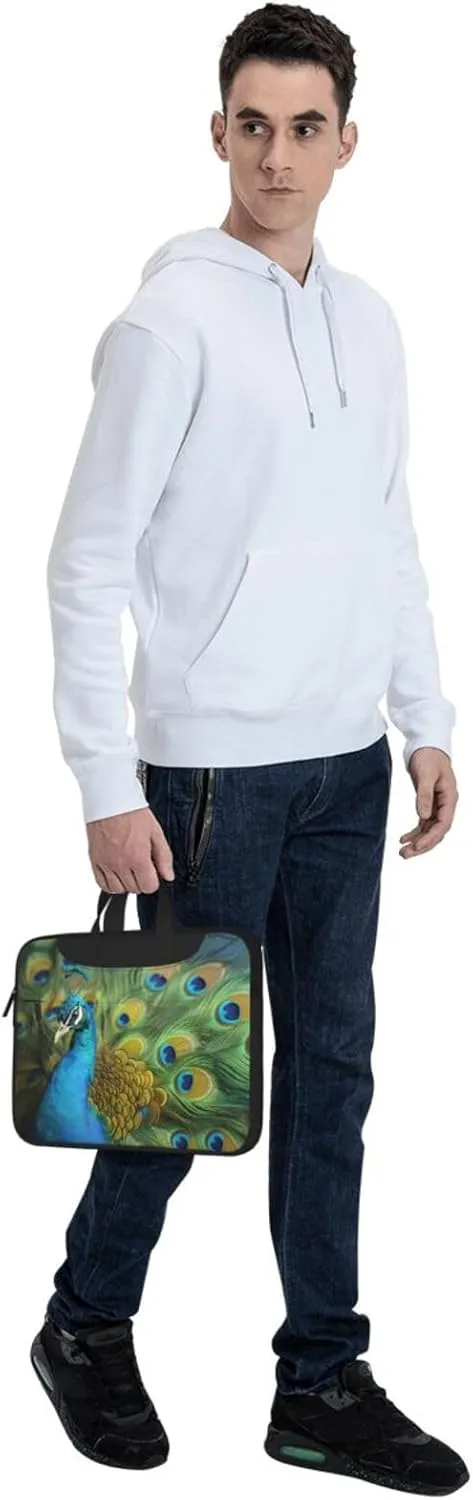 Laptop Sleeve Bag Shockproof Notebook Case Peacocks Feather Computer Carrying Case with Shoulder Strap 14 inch