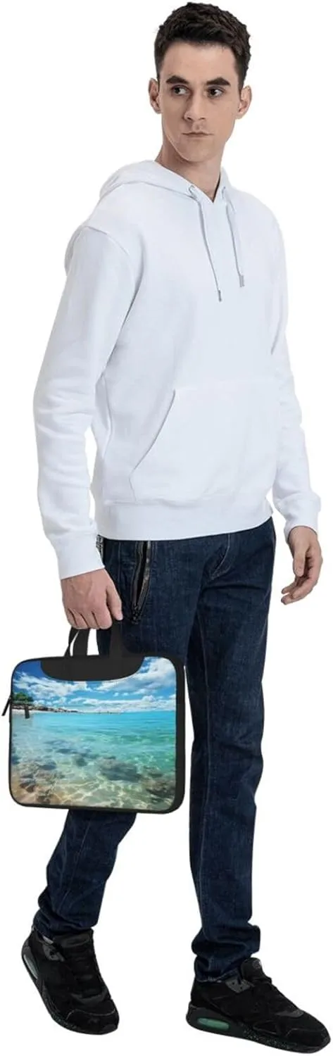 Laptop Sleeve Bag Shockproof Notebook Case Scenic Sea Water Computer Carrying Case with Shoulder Strap 13 inch
