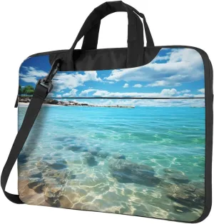 Laptop Sleeve Bag Shockproof Notebook Case Scenic Sea Water Computer Carrying Case with Shoulder Strap 13 inch