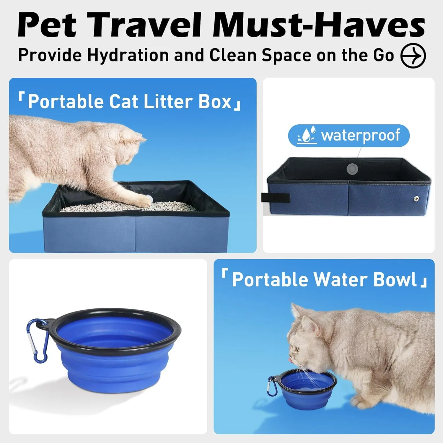 Large Cat Carrier 24"x16.5"x16.5" Soft-Sided Portable Pet Crate for Car Traveling with Collapsible Litter Box and Bowl