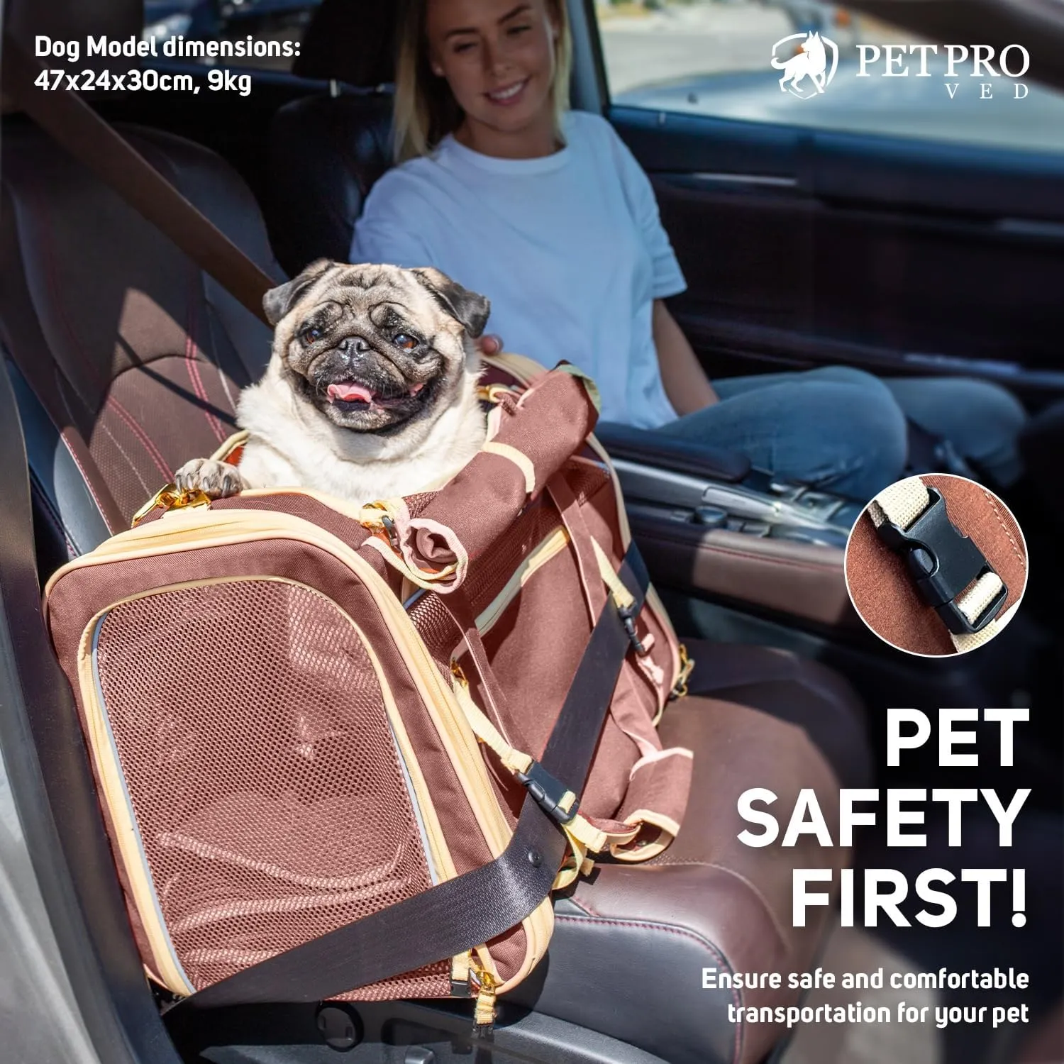 Large Cat Carrier Soft Dog Carrier for Small Dogs Pet Bag Carriers for Cat Dog Travel Bag Large Small Dog Puppy Kitten Rabbit Bunny Airline Approved for Traveling (L Brown)