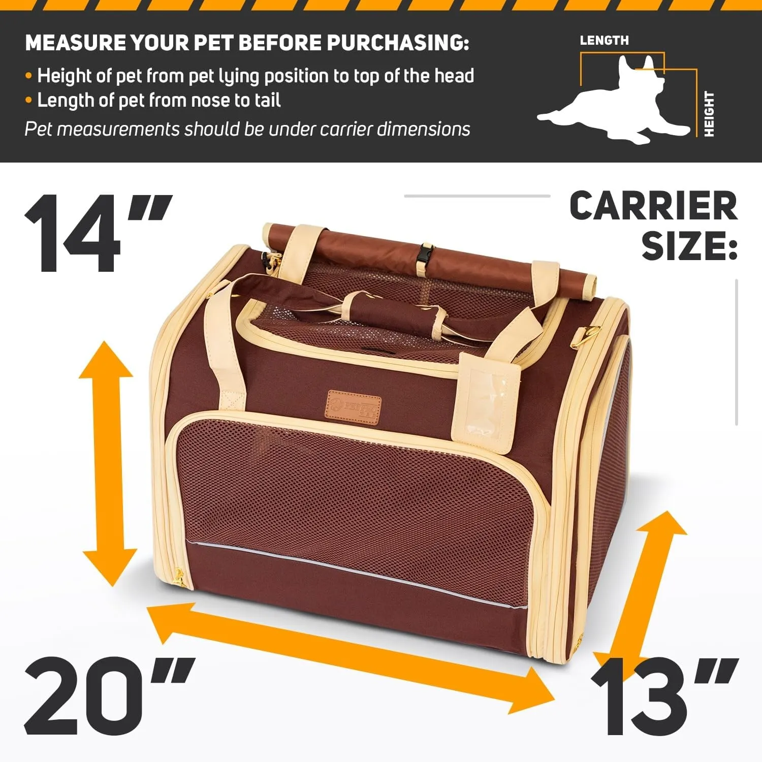 Large Cat Carrier Soft Dog Carrier for Small Dogs Pet Bag Carriers for Cat Dog Travel Bag Large Small Dog Puppy Kitten Rabbit Bunny Airline Approved for Traveling (L Brown)