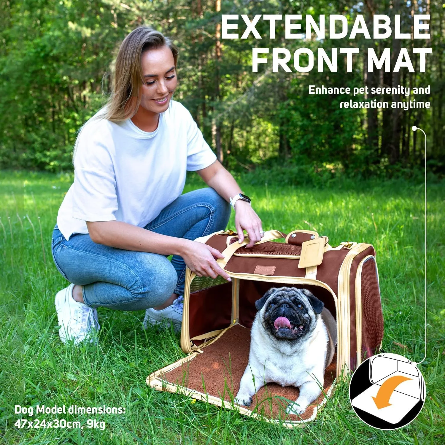 Large Cat Carrier Soft Dog Carrier for Small Dogs Pet Bag Carriers for Cat Dog Travel Bag Large Small Dog Puppy Kitten Rabbit Bunny Airline Approved for Traveling (L Brown)