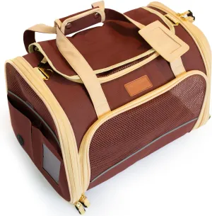 Large Cat Carrier Soft Dog Carrier for Small Dogs Pet Bag Carriers for Cat Dog Travel Bag Large Small Dog Puppy Kitten Rabbit Bunny Airline Approved for Traveling (L Brown)