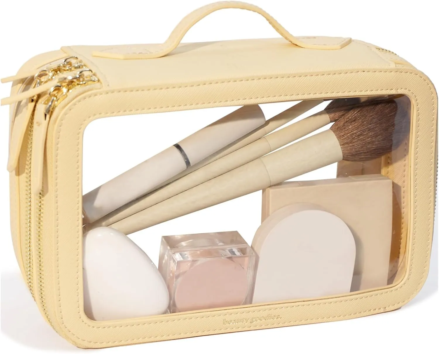 Large Clear Makeup Bag for Women with Zipper Organizer, Beige Travel Makeup Bag for Women Clear Cosmetic Case, Clear Travel Bags for Toiletries, Clear Make Up Bag Traveling Women, Car Bag Organizer