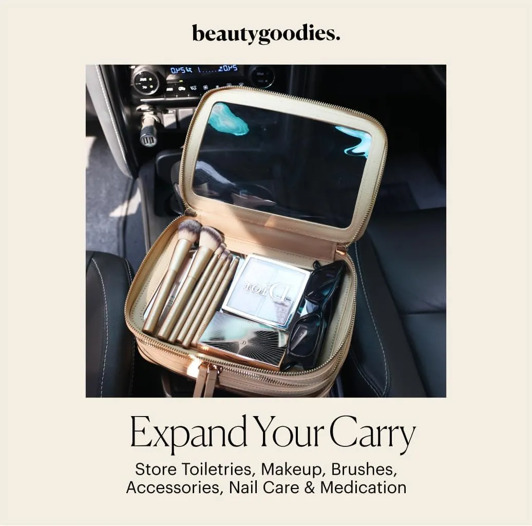 Large Clear Makeup Bag for Women with Zipper Organizer, Beige Travel Makeup Bag for Women Clear Cosmetic Case, Clear Travel Bags for Toiletries, Clear Make Up Bag Traveling Women, Car Bag Organizer
