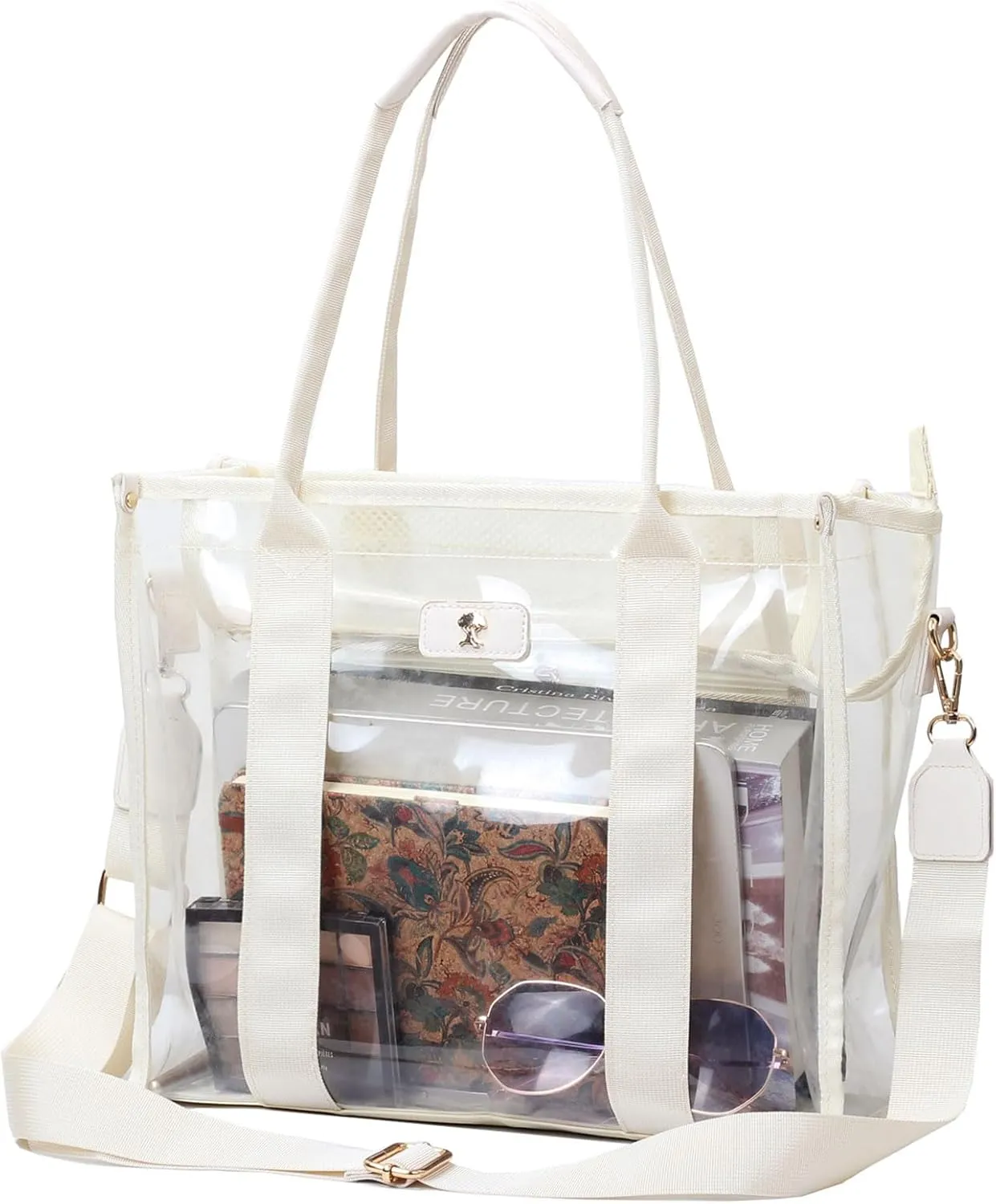 Large Clear Tote Bag Stadium Approved for Stadium Events Transparent Shoulder crossbody Handbag with Adjustable Strap