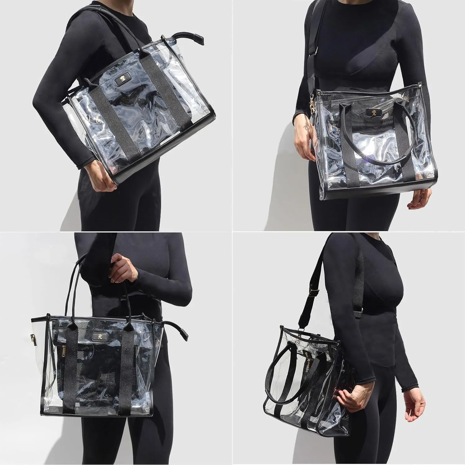Large Clear Tote Bag Stadium Approved for Stadium Events Transparent Shoulder crossbody Handbag with Adjustable Strap