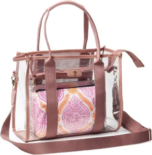 Large Clear Tote Bag Stadium Approved for Stadium Events Transparent Shoulder crossbody Handbag with Adjustable Strap
