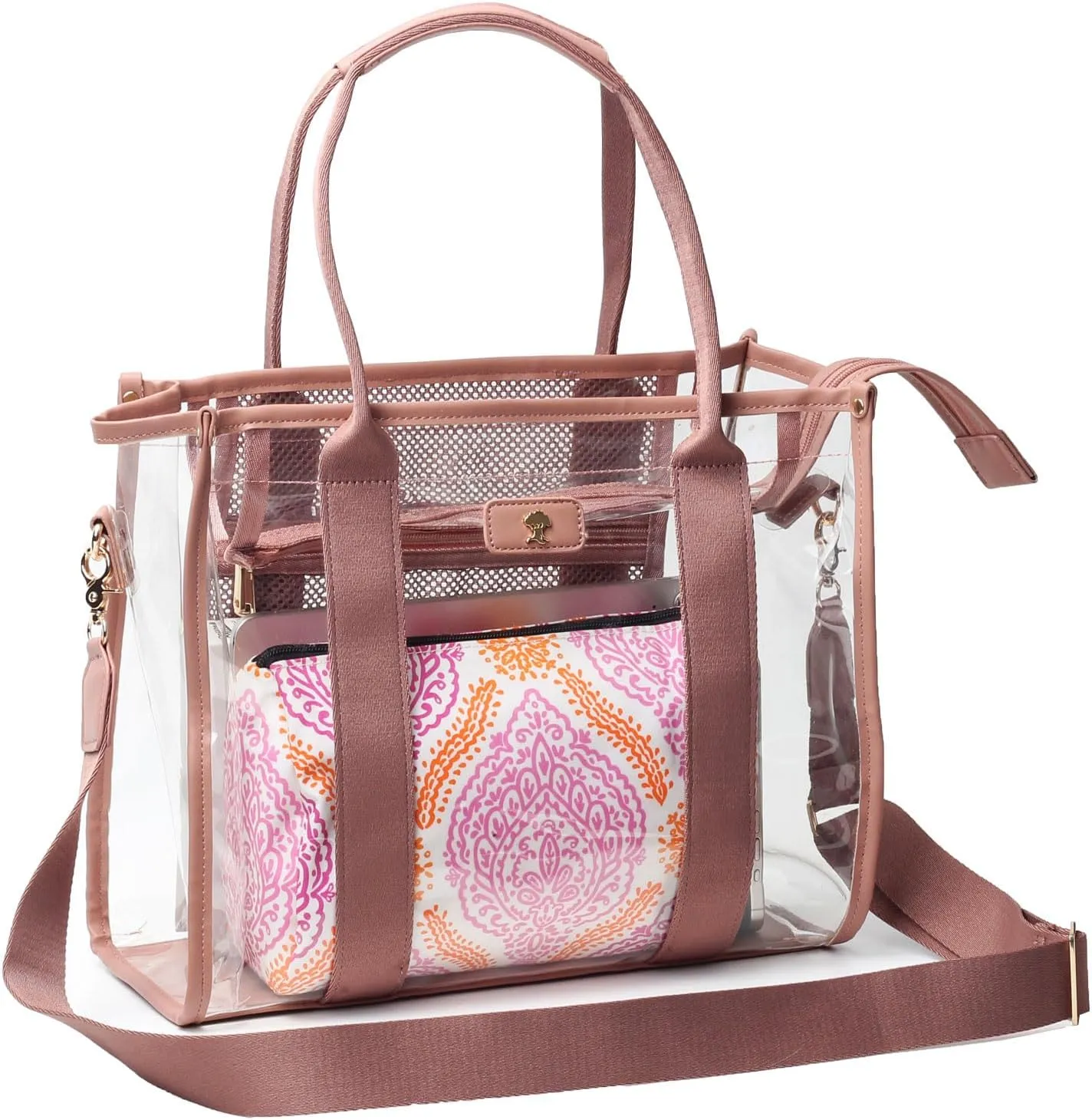 Large Clear Tote Bag Stadium Approved for Stadium Events Transparent Shoulder crossbody Handbag with Adjustable Strap