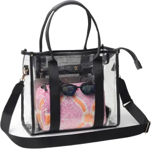 Large Clear Tote Bag Stadium Approved for Stadium Events Transparent Shoulder crossbody Handbag with Adjustable Strap