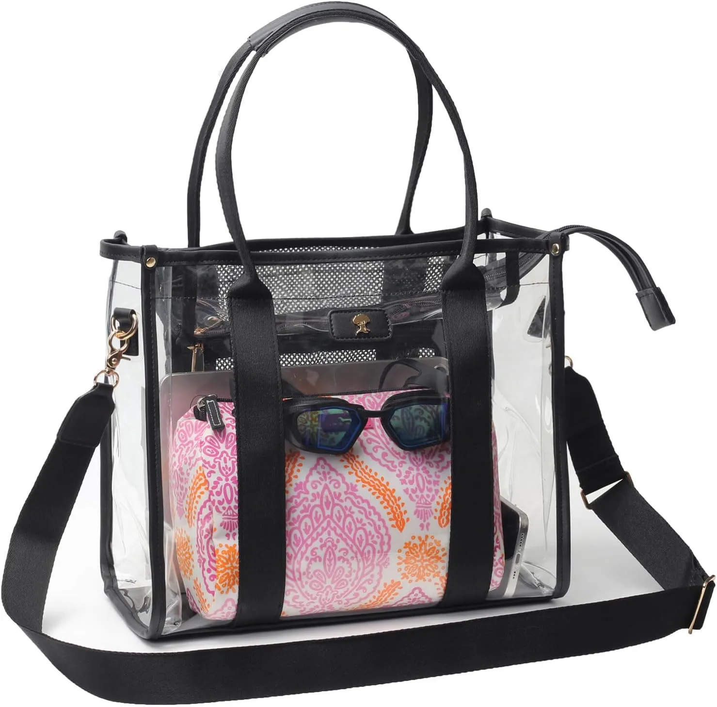 Large Clear Tote Bag Stadium Approved for Stadium Events Transparent Shoulder crossbody Handbag with Adjustable Strap
