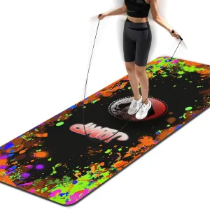 Large Rubber Jump Rope 63"L x 24"W x 0.24" Th Shock Absorbing & Non-Slip Design with Diatom Mud Layer Indoor/Outdoor Exercise Mat for Home Gym, Fitness & Training