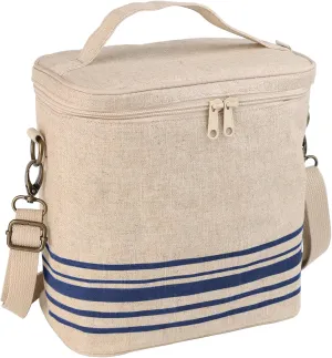Large Tote Lunch Bag for Women, Thermal Bag with Double Zipper Close and adjustable shoulder strap, Insulated Cooler Bag for Work, Travel & Picnic (Blue Stripe)