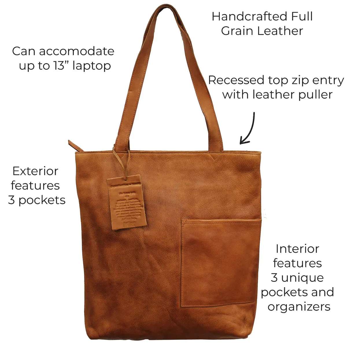 LATICO LEON TOTE SHOULDER BAG COGNAC