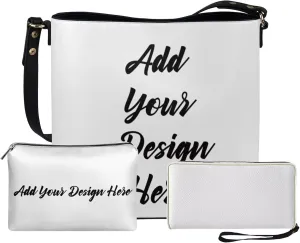 Leather Bucket Crossbody Bags for Women Cosmetic Bag with Wristlet Wallet Purse 3 Piece Shoulder Tote Bag