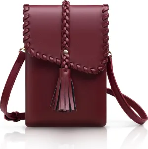 Leather Small Crossbody Bags for Women Tassel Designer Cell Phone Bag Shoulder Handbags Wallet Purses